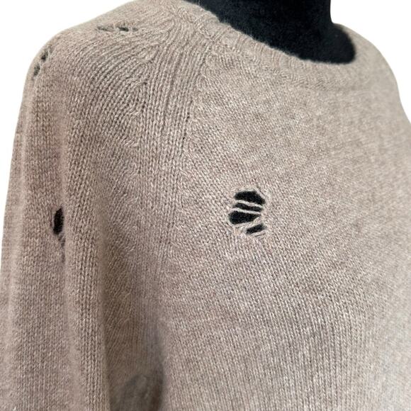 Anine Bing Wool Sweater Distressed Taupe Neutral Minimalist Fall Winter Medium - Picture 7 of 14